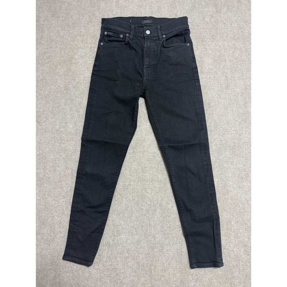 Polo Ralph Lauren Jeans Womens 27R Black Skinny Stretch Denim Mid Rise Pants‎